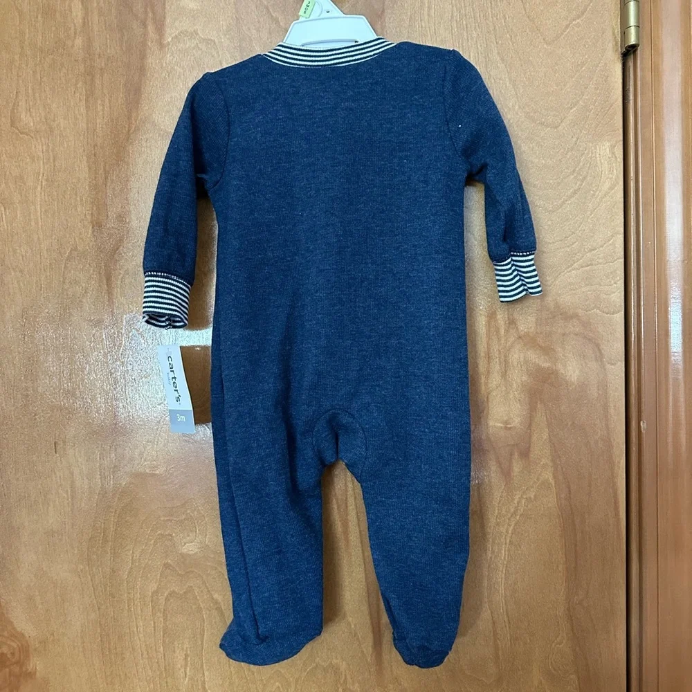 🌵 3/$15 Navy Blue zip up puppy dog 2x2 rib snap one piece ( see description)